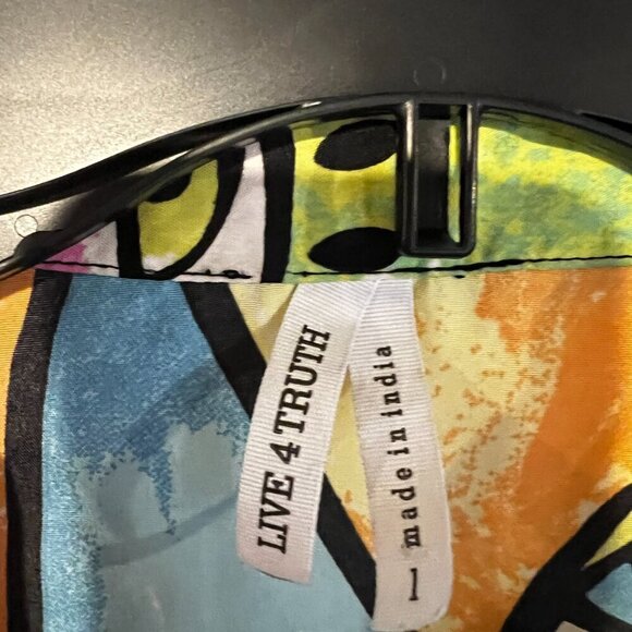 Anthropologie Live 4 Truth Bright Artsy retro cropped Tie Front Blouse 90s Large - Picture 4 of 9